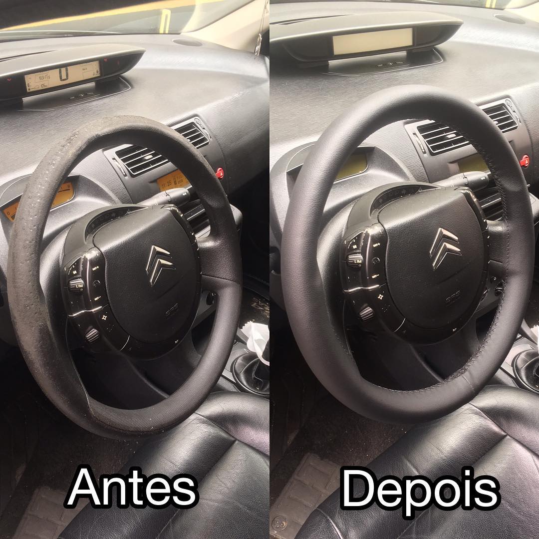 Revestimento de volante costurado a mão em PG