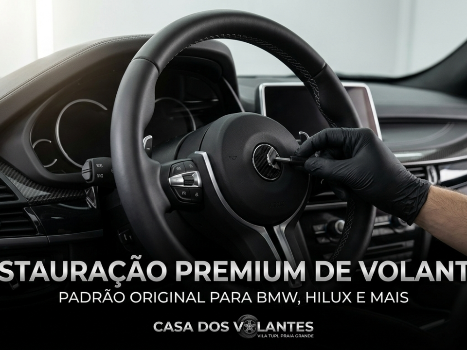 Restauração premium de volante em couro original para BMW, Hilux e carros de luxo em Praia Grande - Casa dos Volantes Vila Tupi