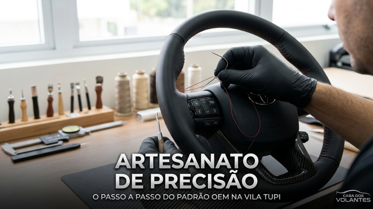 Restauração de volante em couro original para Toyota Hilux em Praia Grande - Casa dos Volantes Vila Tupi