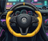 Personalização de volante esportivo com costura colorida e fibra de carbono - Casa dos Volantes PG