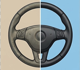 Restauração e reforma de volante desgastado antes e depois - Estética Automotiva PG